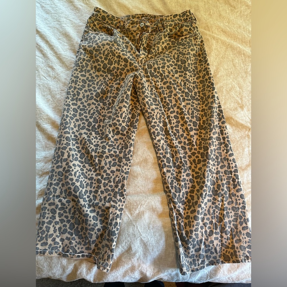 American Eagle Outfitters Leopard Print Flare Jeans
